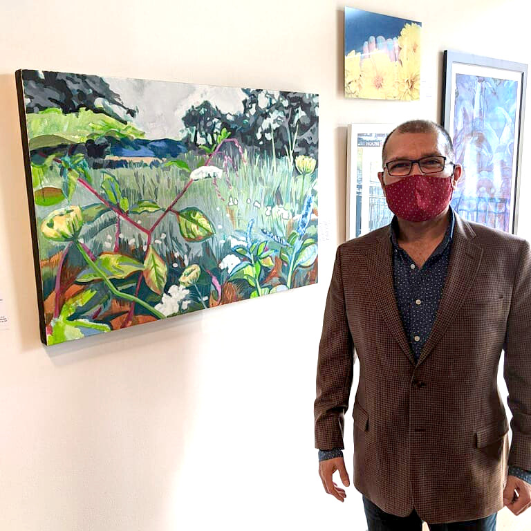 Me with my painting "Ending Summer" at the "Exhale" juried show hosted by Art House Productions in Jersey City, NJ