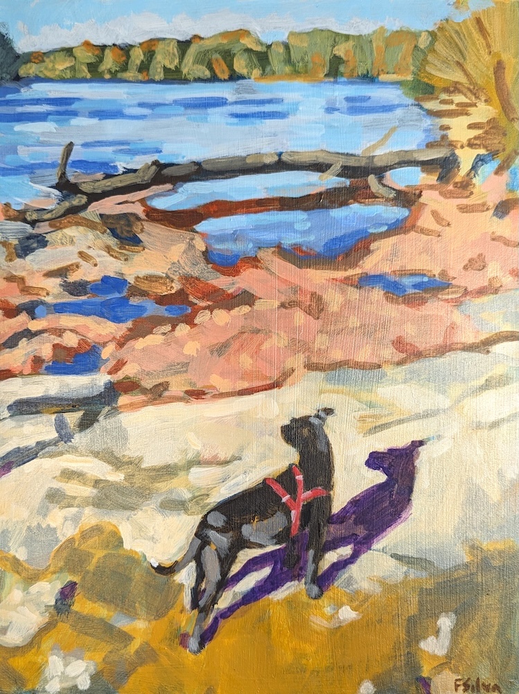 At the Edge of the Delaware, an acrylic painting by aritst Francisco Silva