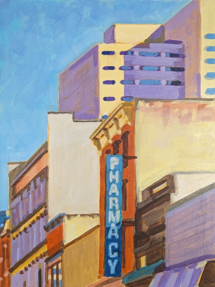 Angled Shapes on Newark Ave, an acrylic painting by aritst Francisco Silva