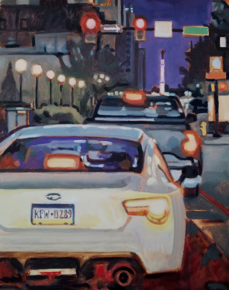 Friday Night Rush Hour, an oil painting by artist Francisco Silva