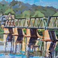 Bridge in Flux, an oil painting by artist Fransciso Silva