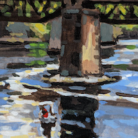 Early Spring Fishermen, a plein air oil painting by artist Francisco Silva