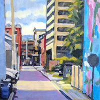 Looking South on North Bank Street, a plein air oil painting by artist Francisco Silva