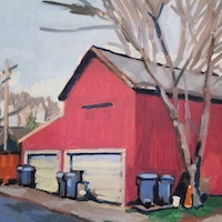 Recycling Day, a plein air oil painting by artist Francisco Silva