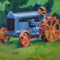 Vibrant Tractor, a plein air oil painting by artist Francisco Silva